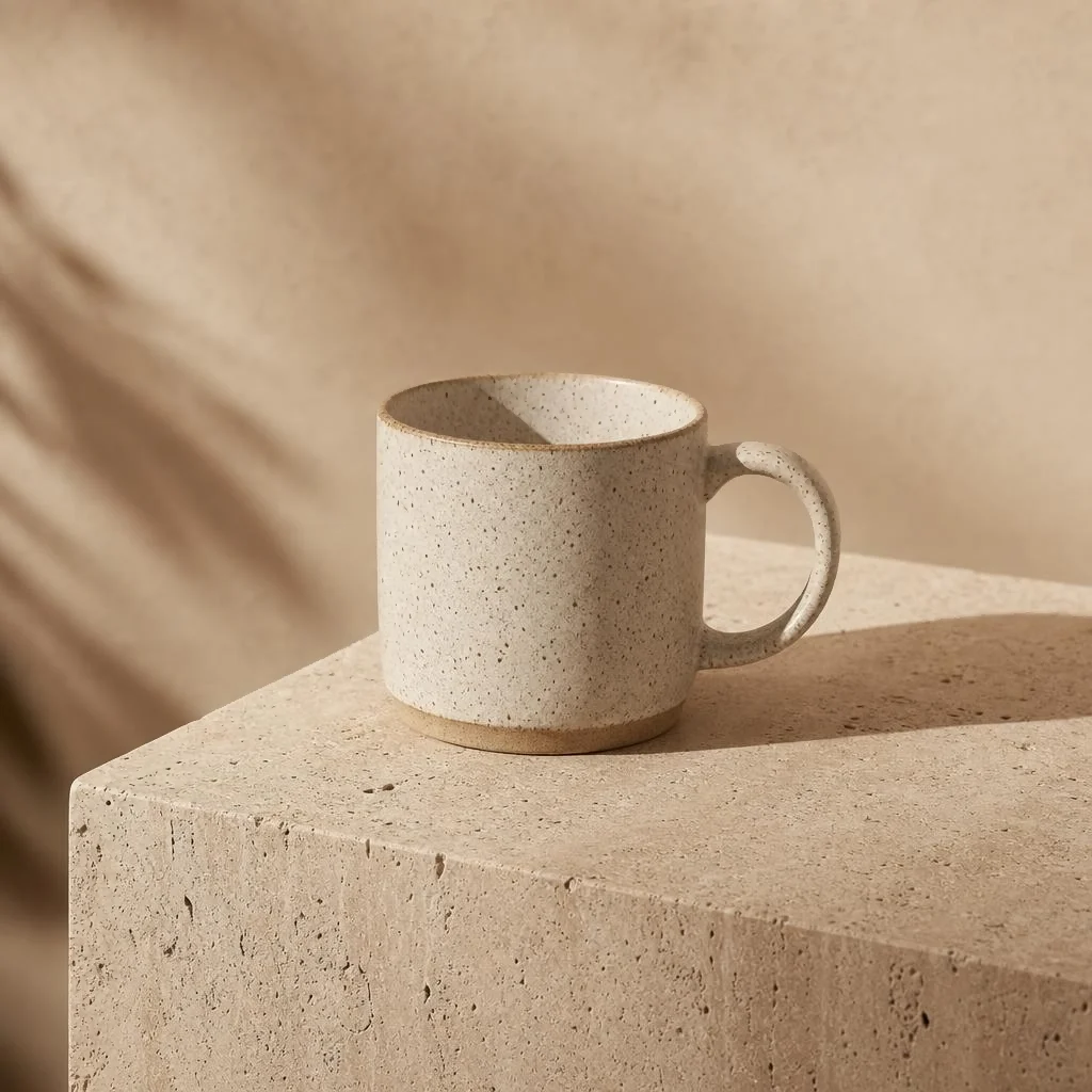 Ceramic mug on travertine