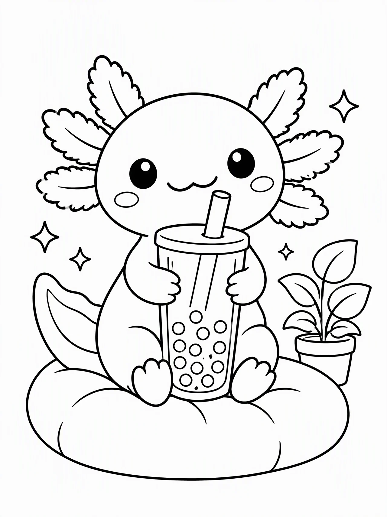 Axolotl with bubble tea
