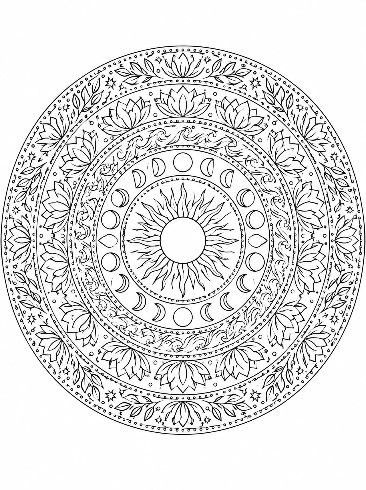 Moon and wave mandala