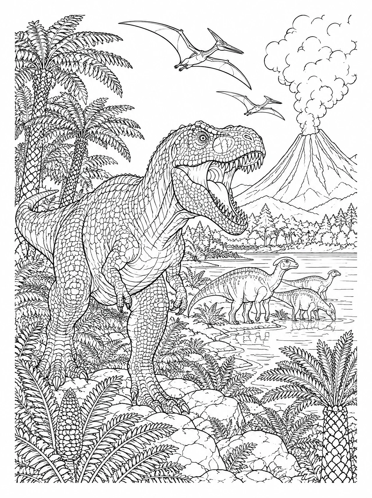 Detailed prehistoric scene